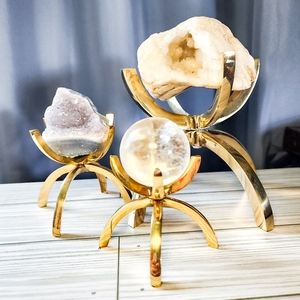 🪞 Brass Crystal Rock Specimen Display Stand